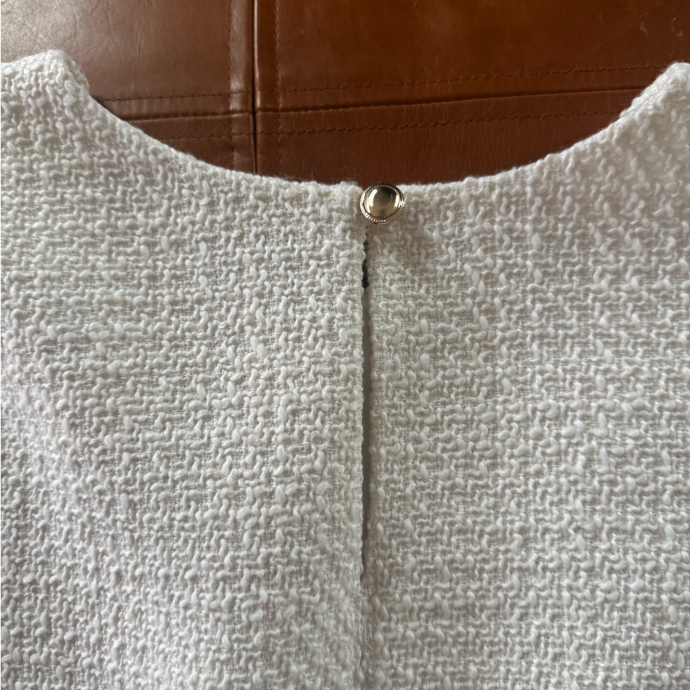 NWT Abercrombie & Fitch Woven Tweed Top White Short Sleeve Cropped Size XL - Picture 5 of 6